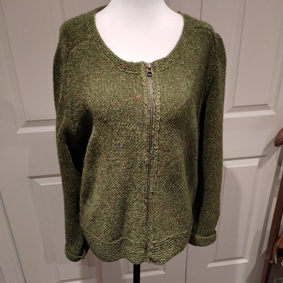 Beautiful Green Susan Bristol Cardigan with Zipper LARGE - Picture 1 of 3